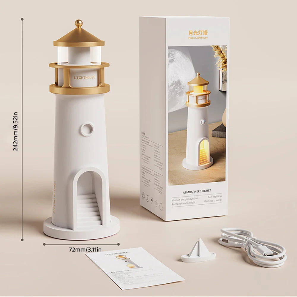 Lighthouse Projektionsnachtslicht – Bluetooth Musik & Mondlicht Ambient Lampe