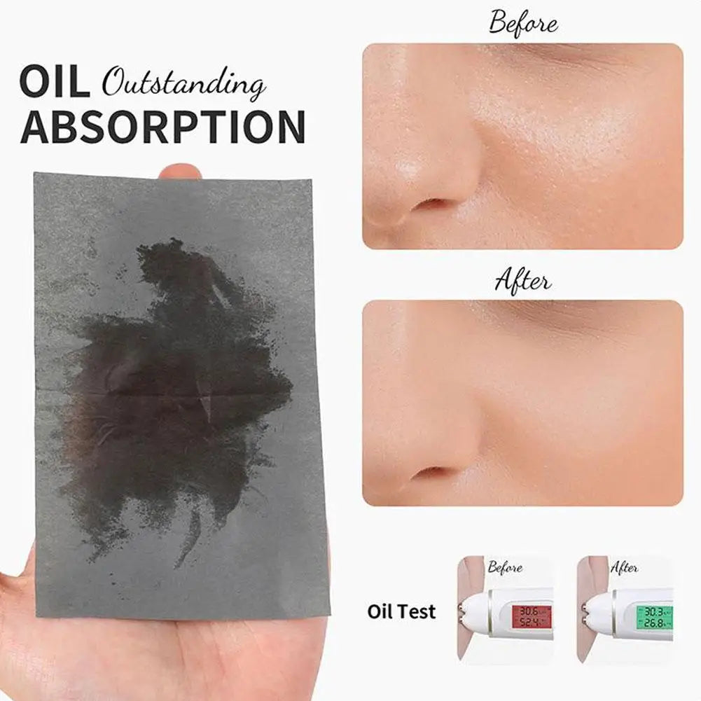 100PCS Gesichtsöl-Blotting-Papiere mit Spiegel & Make-up-Puff – Tragbares Öl-Kontroll-Set