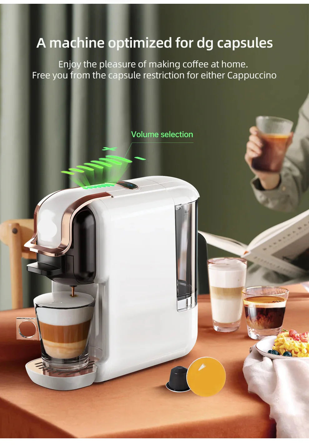 5-in-1 Kaffeemaschine – 20-Bar Mehrfachkapselbrüher mit Milchaufschäumer
