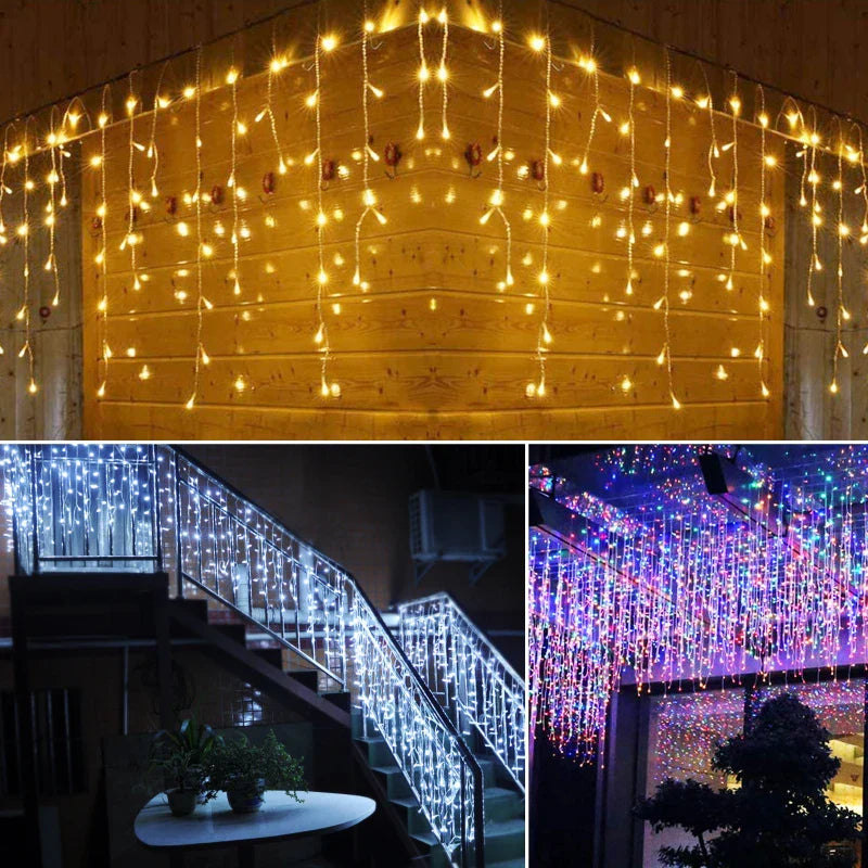 Garduru Weihnachtsvorhang icicle Lichterkette | Weihnachtsgirlande Faiy Licht Dekoration | Außen Garten Straßen Weihnachtsbeleuchtung - Axely