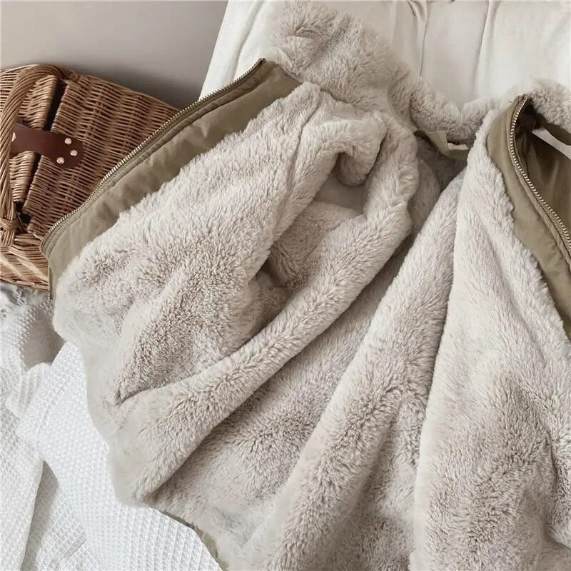 Kinderfellgefütterte Khaki-Jacke