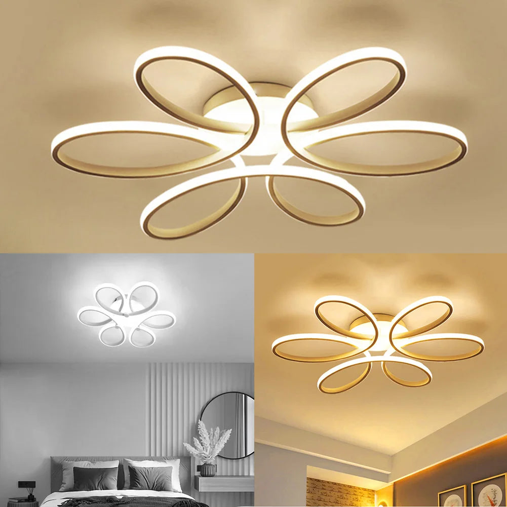 Moderner LED Blumen Kronleuchter - Elegante Deckenlampe mit drei Farboptionen