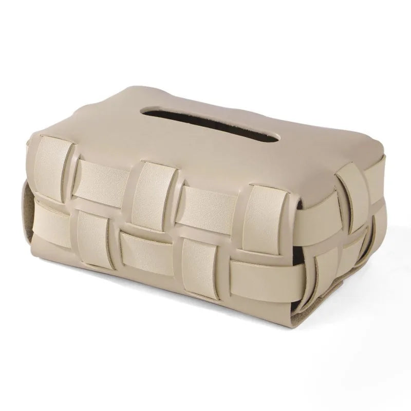 Sorrento – Luxus Vegane Leder Taschentuchbox mit Geflecht-Design