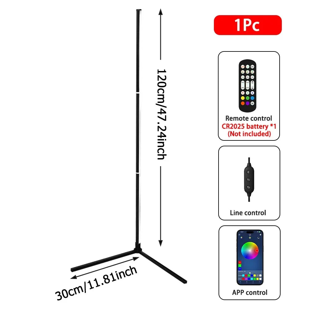 Smart RGB LED Eckenstehlampe - Modernes Stimmungslicht für Schlafzimmer und Wohnräume