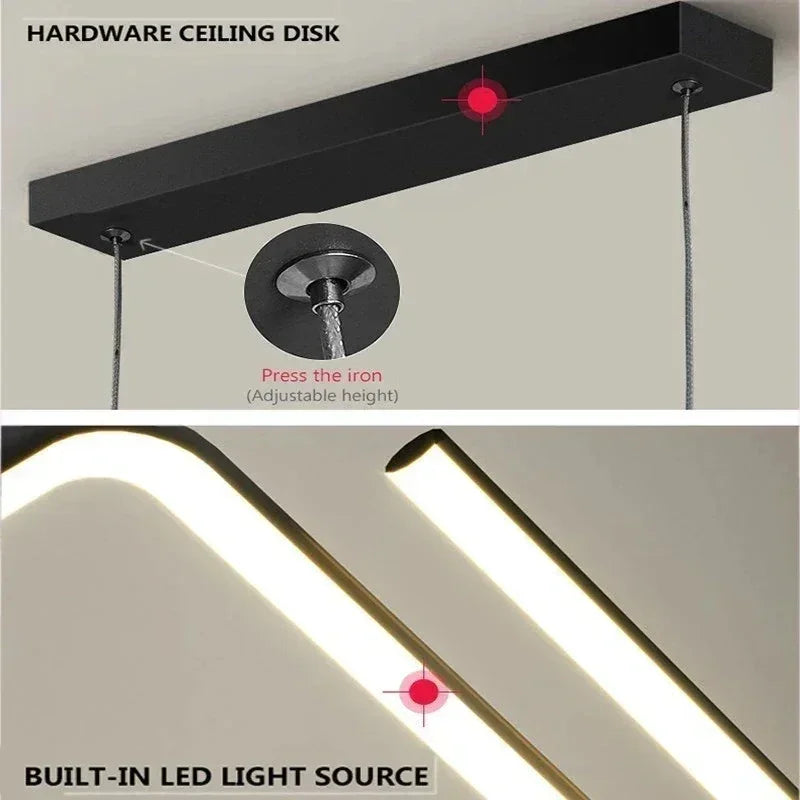 Royallure Moderne LED Deckenleuchte - Schlankes Z-förmiges Pendelleuchten mit Dimmfunktion