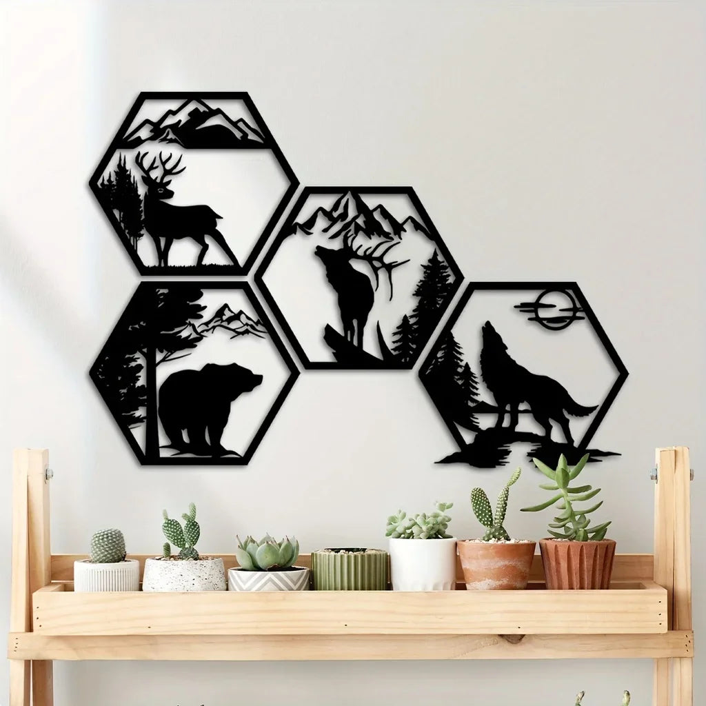 Garduru Geometrische Wanddekoration – Tiere und Berge