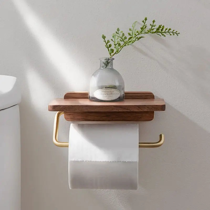 Garduru Rollenhalter mit Holzregal – Praktische Dekoration für Ihr Zuhause