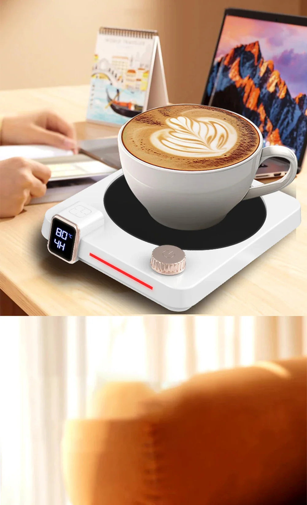 Royaleva Kaffeetassenheizpad – 9-Geschwindigkeits-Temperaturanpassung, LED-Anzeige, automatische Abschaltung