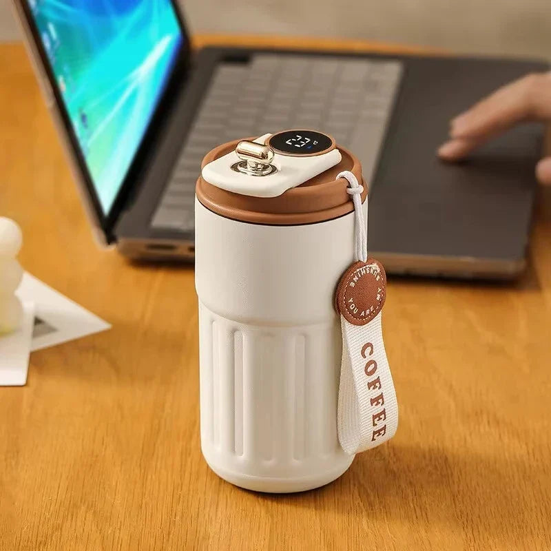 450ml Smart Display Thermosflasche - 316 Edelstahl Kaffeebecher, tragbecher für Büro