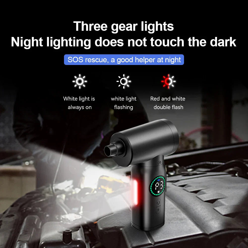 2-in-1 Tragbarer Staubsauger und Bläser mit Druckluft und LED-Licht (7500mAh)