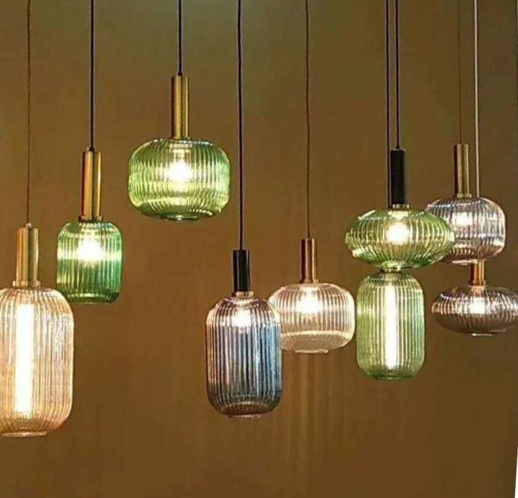 RoyaleGlow Texturiertes Glas Pendelleuchte – Elegante verstellbare Deckenleuchte für moderne Innenräume