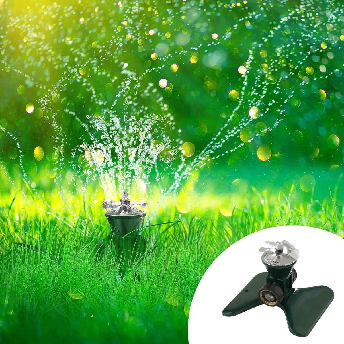 360-Grad Automatischer Rotierender Metall Rasen Sprinkler – Effektiver Gartenbewässerung Sprühkopf