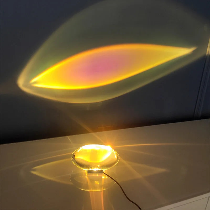 Royaleva Italienischer Designer Kristalltischlampe mit LED-Nachtprojektor