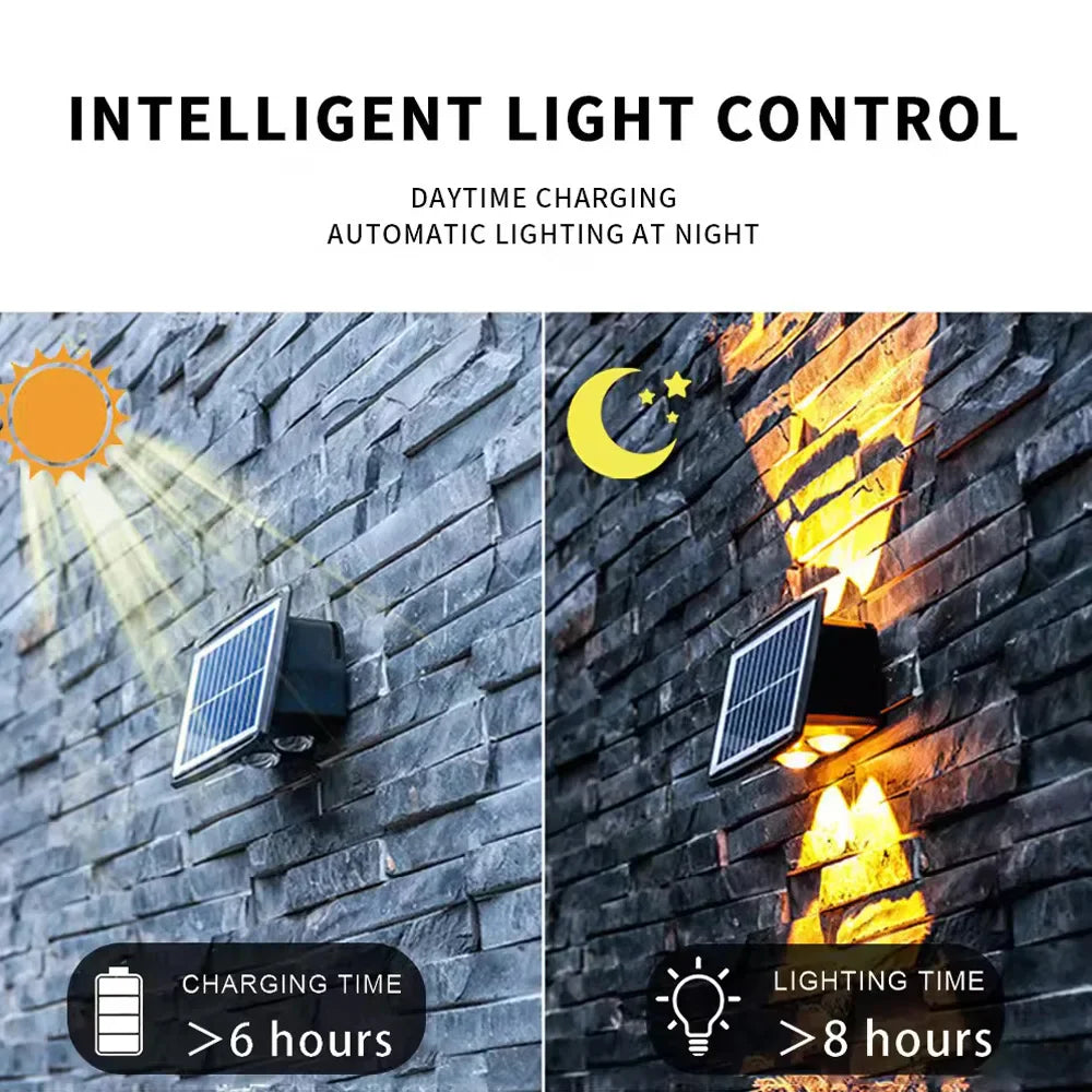 Solar LED Außenwandleuchte mit Up & Down Effekt – Moderne Wandbeleuchtung für Garten und Terrasse