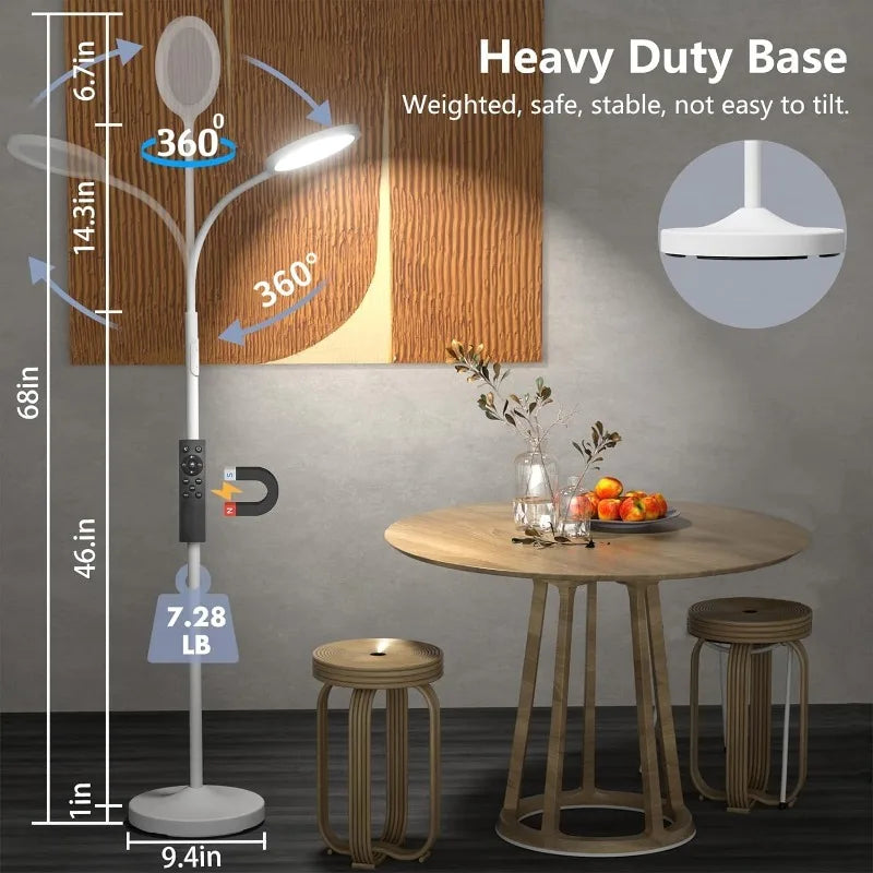 Gooseneck LED Stehleuchte mit Fernbedienung – Stufenloses Dimmen & Einstellbare Farbtemperatur