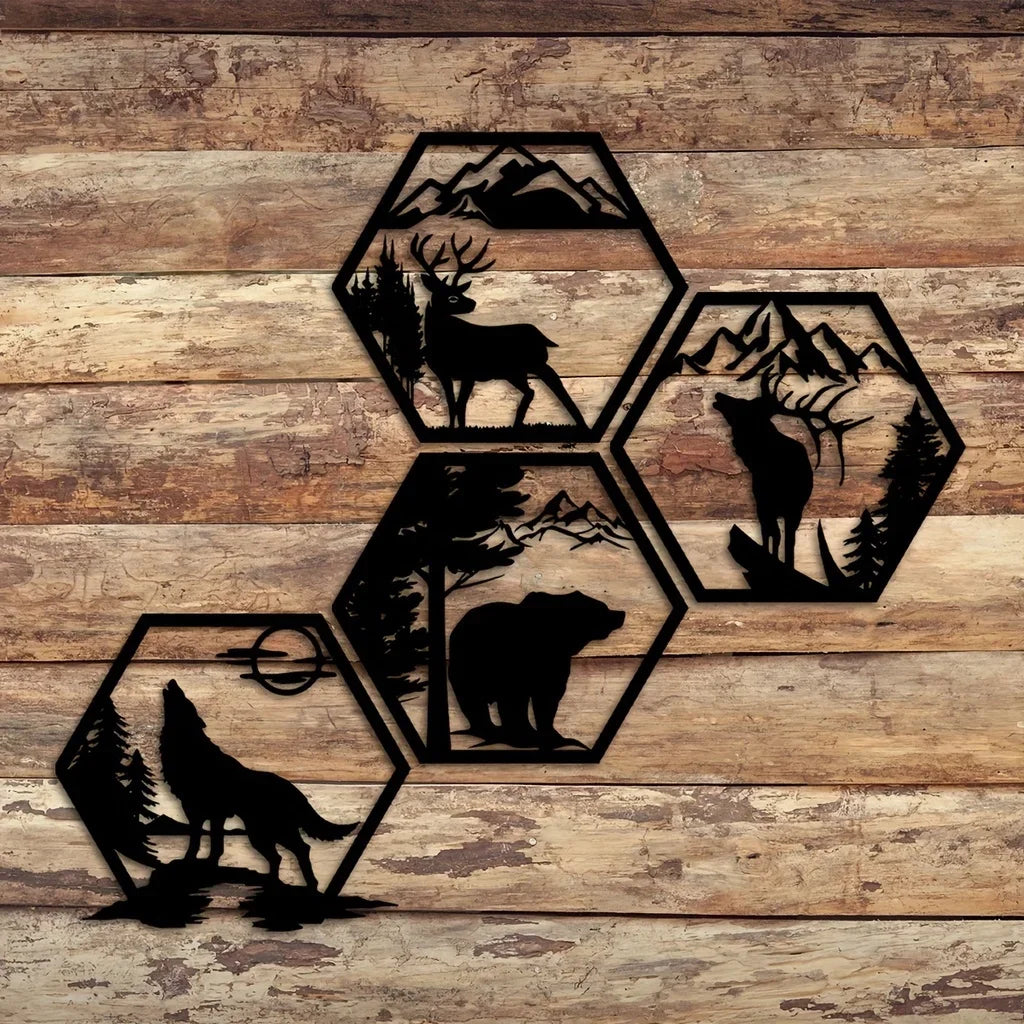 Garduru Geometrische Wanddekoration – Tiere und Berge