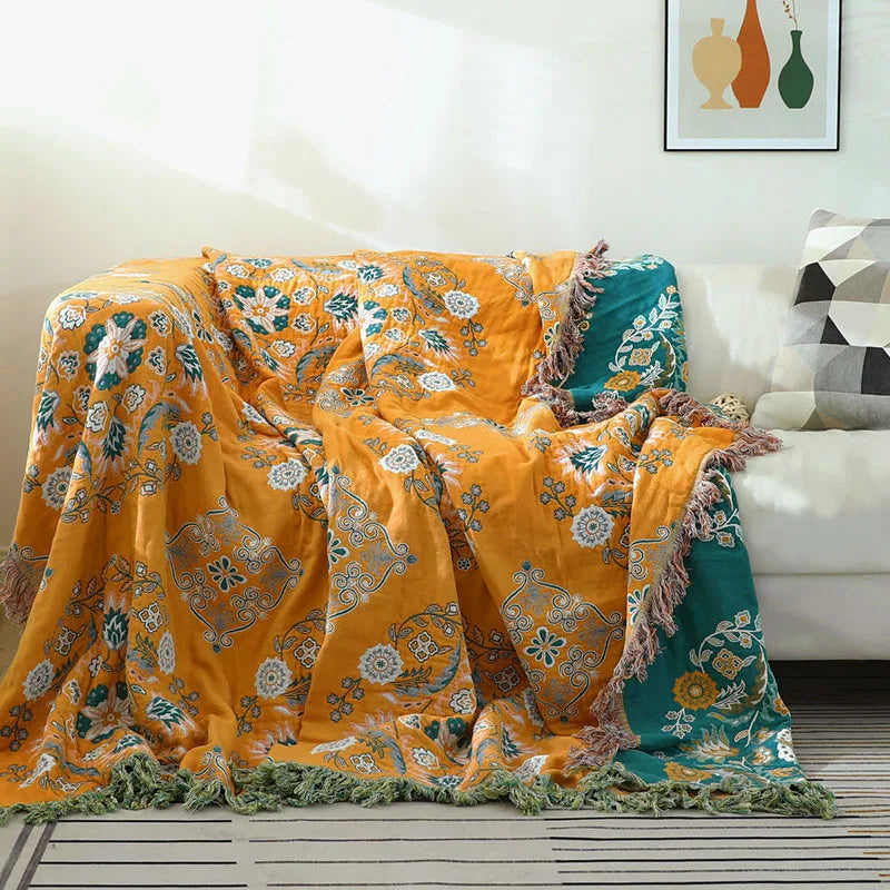 Garduru - Boho Decke aus weichem und elegantem Baumwollstoff