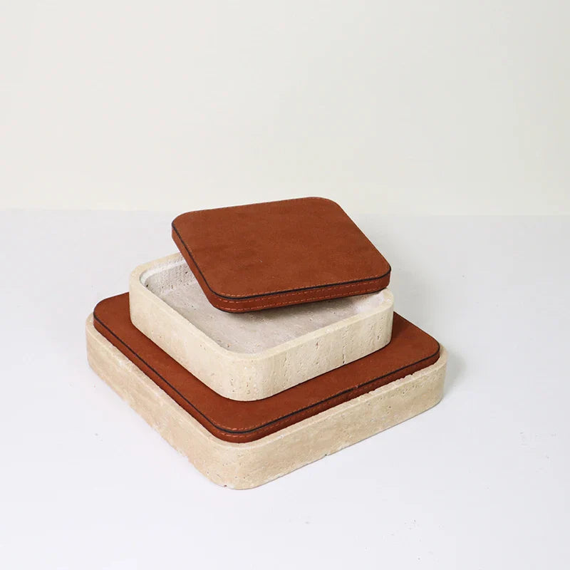 Luxuriöse Travertin Schmuckbox mit Deckel