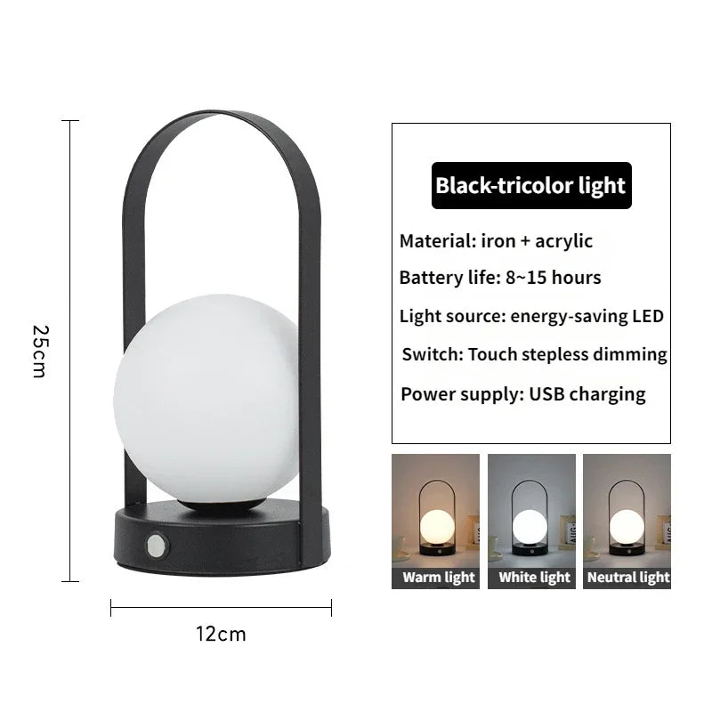 Tragbare kabellose dimmbare Tischlampe