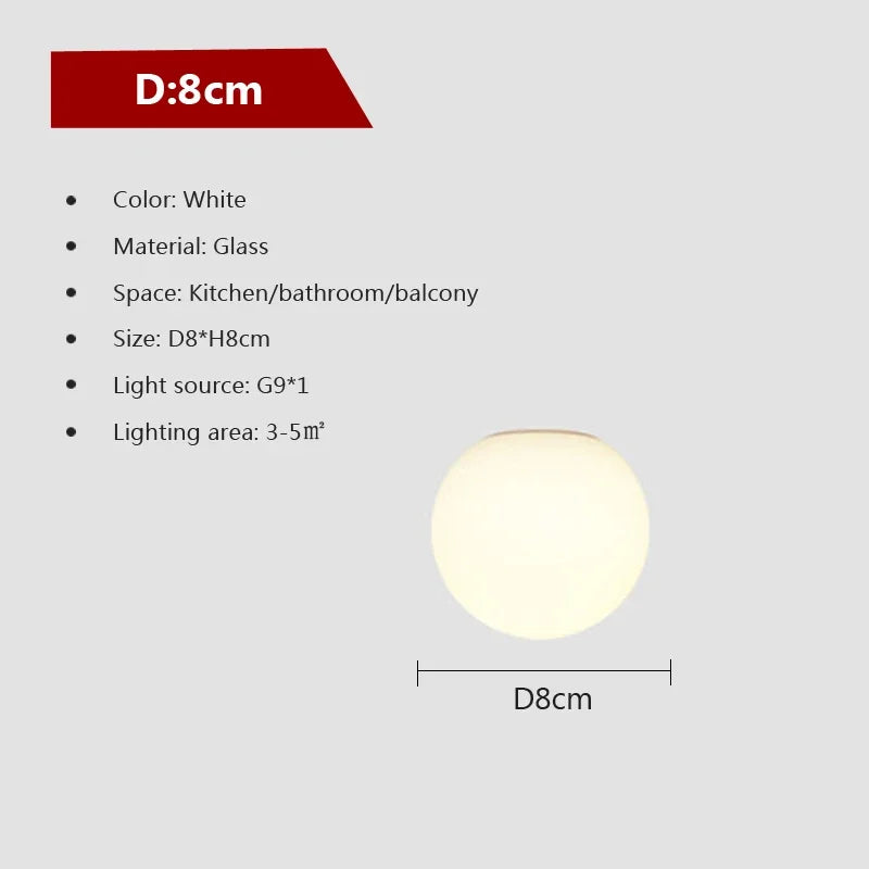 Minimalistische Glas Weiße Kugel Deckenlampe - LED Innenleuchte