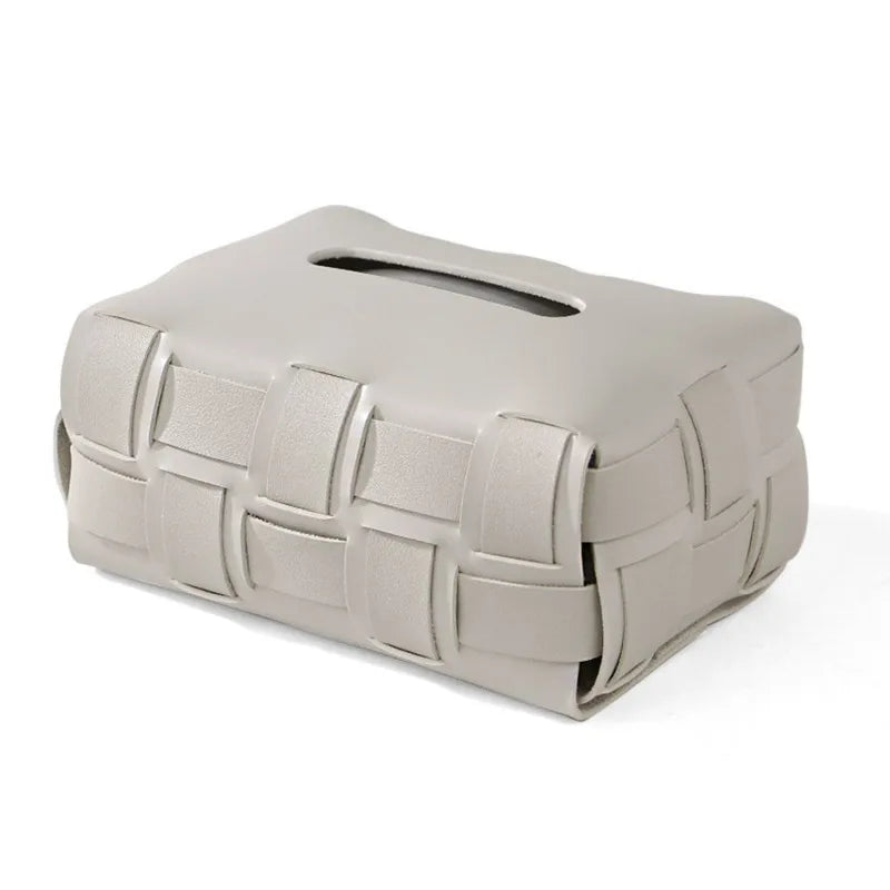 Sorrento – Luxus Vegane Leder Taschentuchbox mit Geflecht-Design