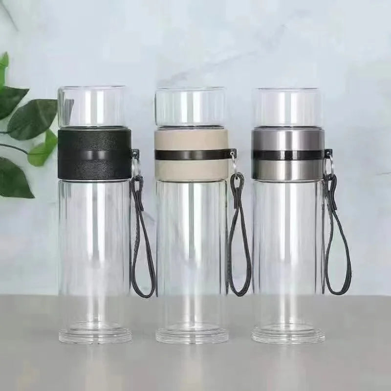 Royelux Glas Teebereiter Flasche – 450ml Doppelwandige Tasse für loser Blatt- und Kräutertees