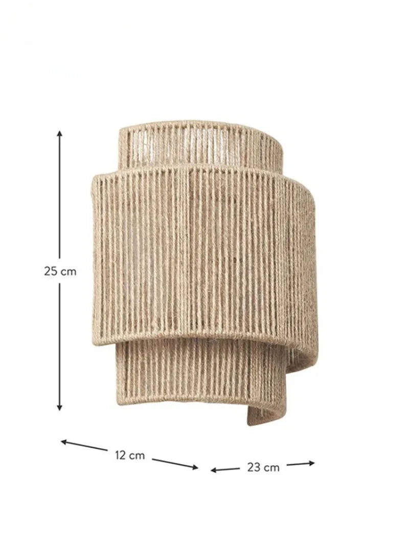 Royaleva Wabi-Sabi Rattan Wandlampe mit LED E27 für Schlafzimmer & Wohnzimmer