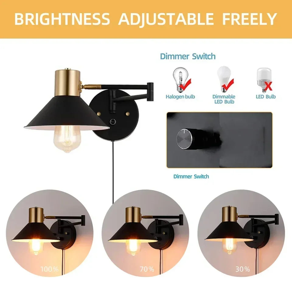 Dimmbares Metall-Wandlicht – Verstellbare Nachttisch-Stehlampe für moderne Häuser