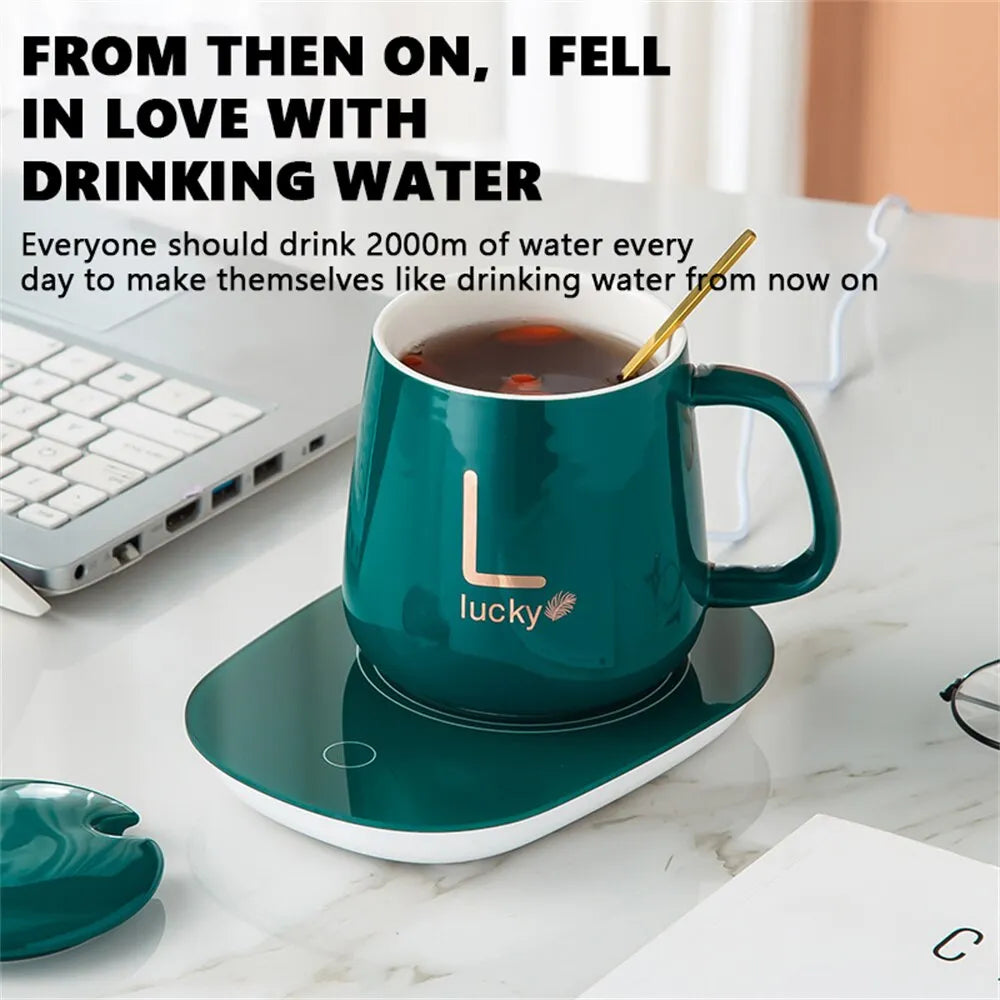 Garduru Smart Becher Set mit Keramikheizung | Tassenwärmer | Elektrischer Untersetzer für Kaffee & Tee