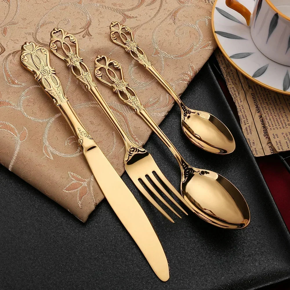 24-teilige Gold Besteckset – Elegantes Besteck für luxuriöses Essen