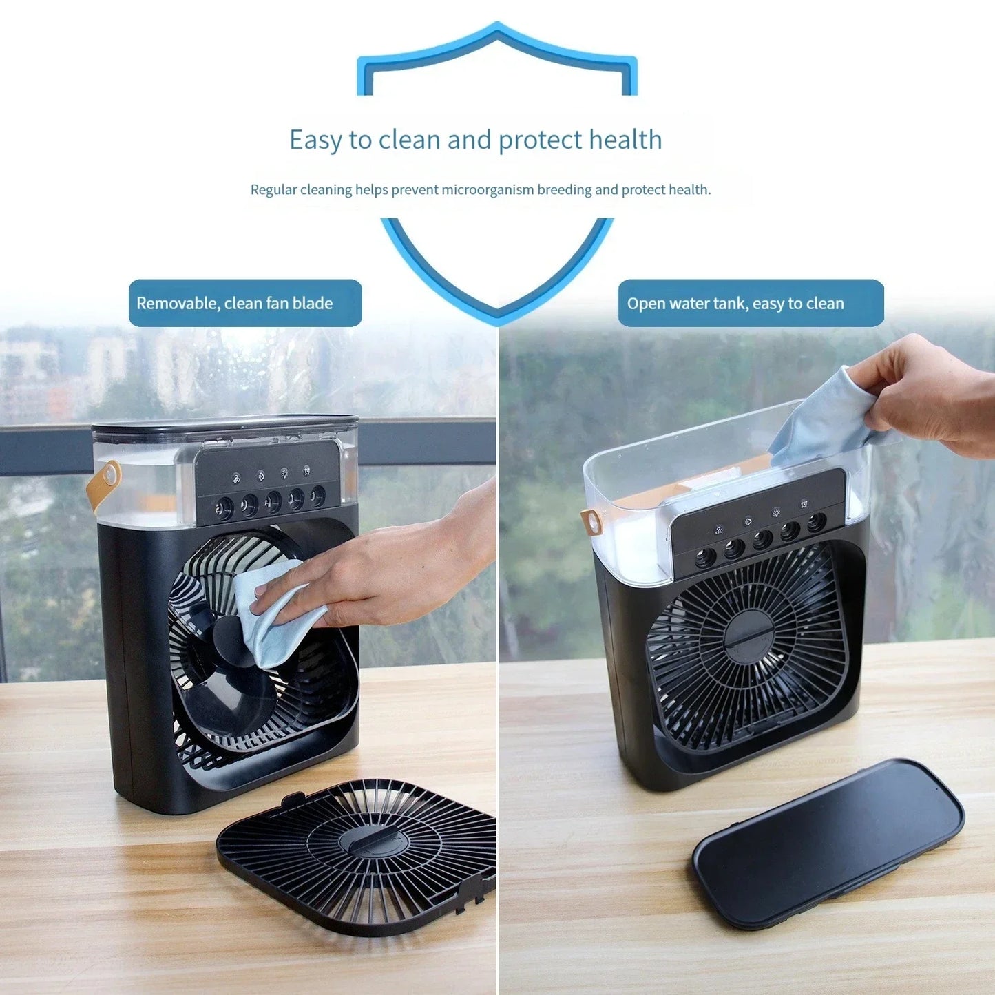 Luftbefeuchter Kühlender USB Ventilator Wassernebel Mini 3 In 1 Leiser Kühler