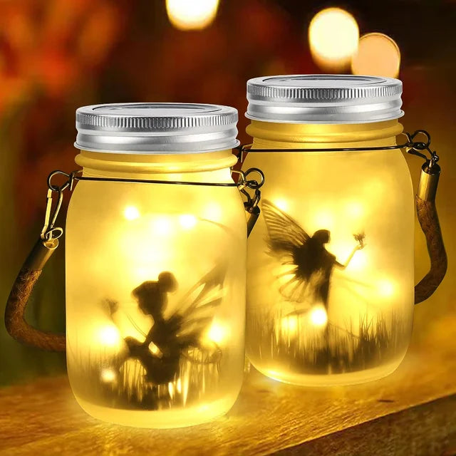 Glas Feenlampe – Solarbetriebene Einmachglaslaterne für magische Außen- und Gartendekoration