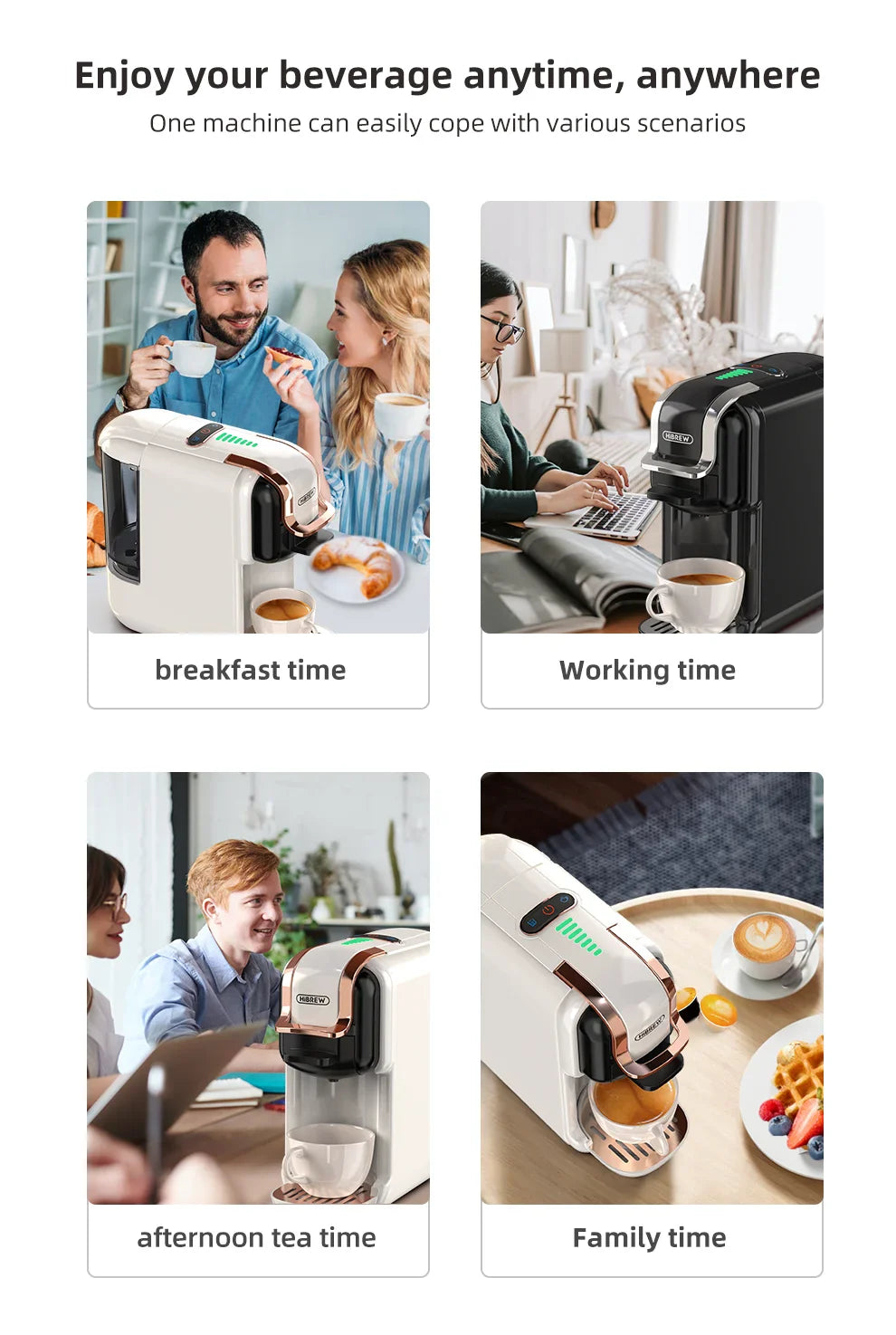 5-in-1 Kaffeemaschine – 20-Bar Mehrfachkapselbrüher mit Milchaufschäumer