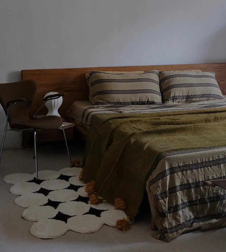 Moderner Vintage-Tufting-Teppich in Schwarz und Weiß │ Weicher, ästhetischer Bodenteppich, Fußmatte │ Für die Dekoration des Wohnzimmers zu Hause