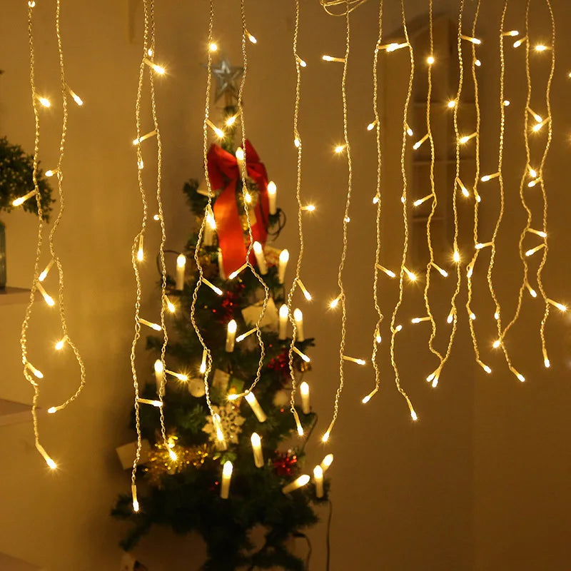Garduru Weihnachtsvorhang icicle Lichterkette | Weihnachtsgirlande Faiy Licht Dekoration | Außen Garten Straßen Weihnachtsbeleuchtung - Axely