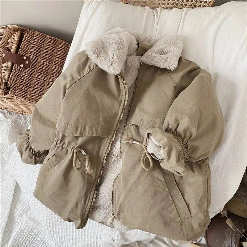Kinderfellgefütterte Khaki-Jacke