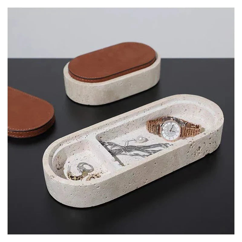 Luxuriöse Travertin Schmuckbox mit Deckel