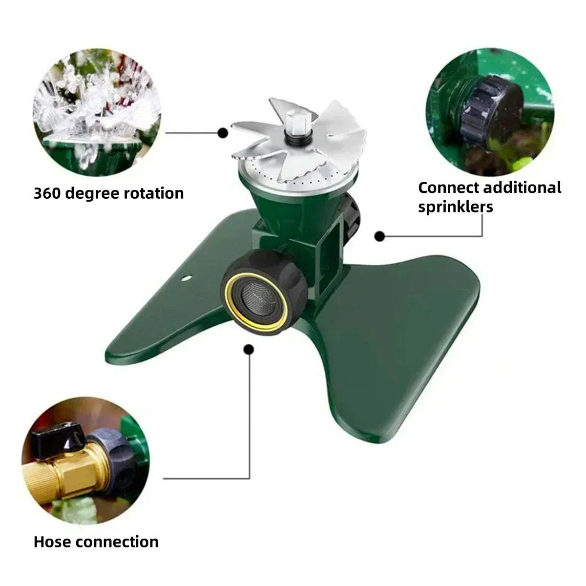360-Grad Automatischer Rotierender Metall Rasen Sprinkler – Effektiver Gartenbewässerung Sprühkopf