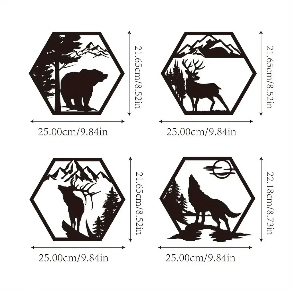 Garduru Geometrische Wanddekoration – Tiere und Berge