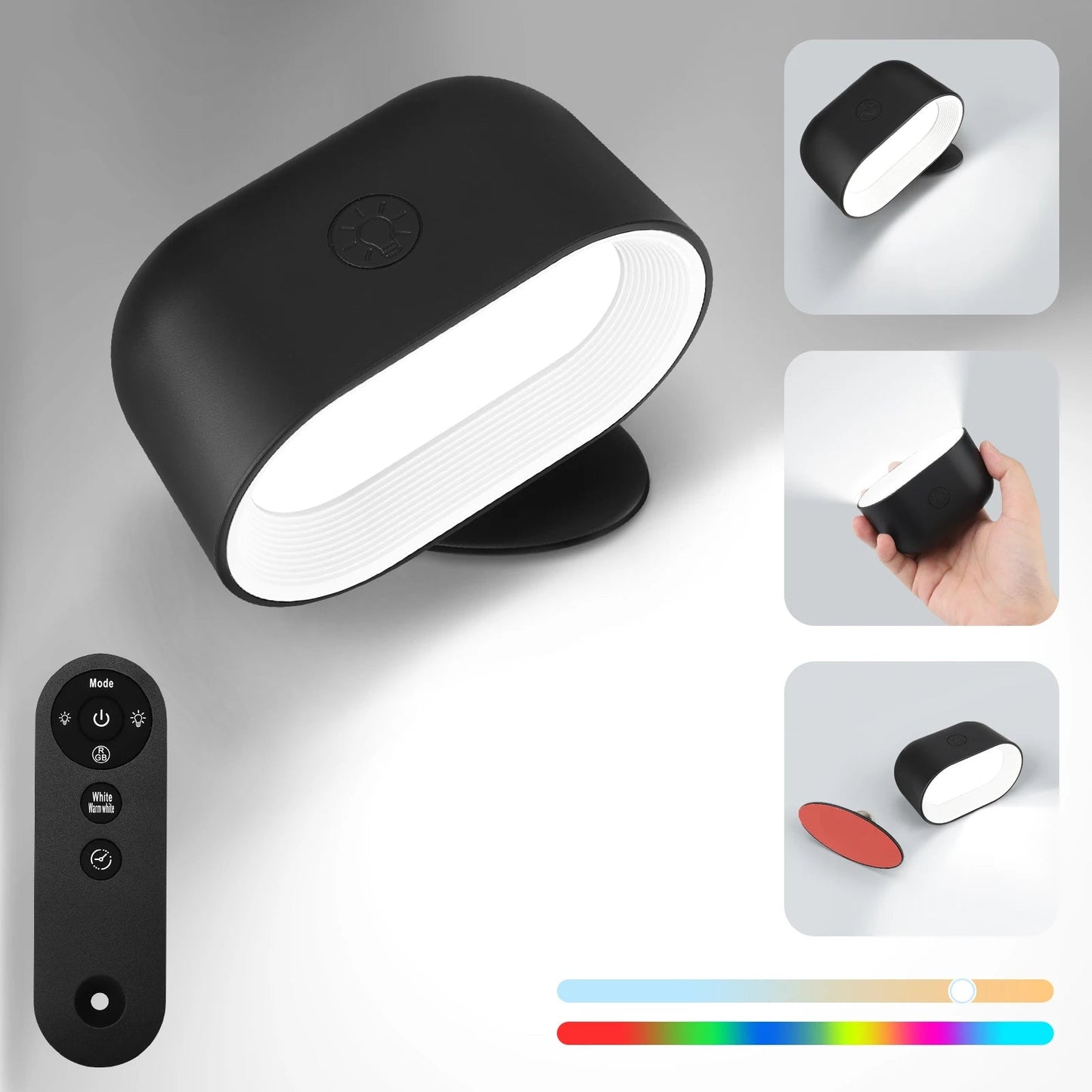Fernbedienung Dimmable Leselampe - 360° drehbare RGB Touch-Wandlampe