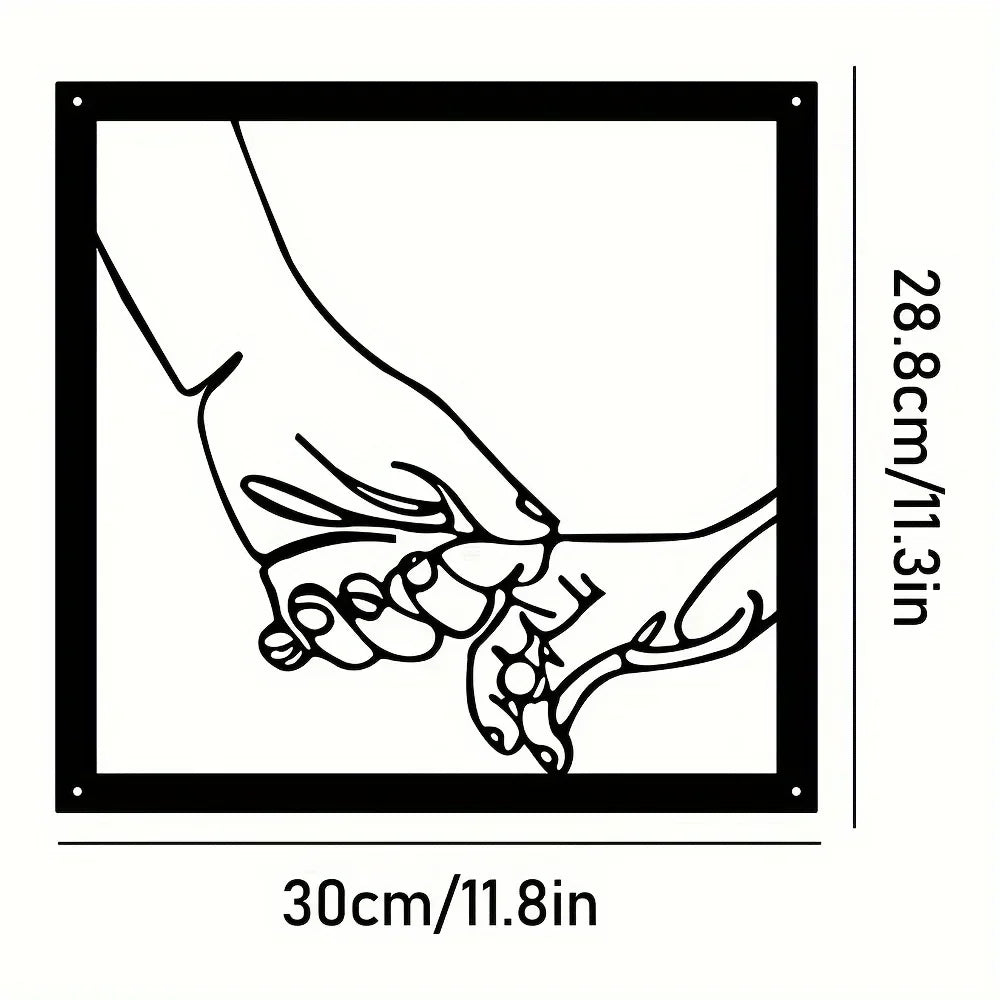 Verbundene Hände Metall-Wanddekoration – Minimalistisch und Verbindend