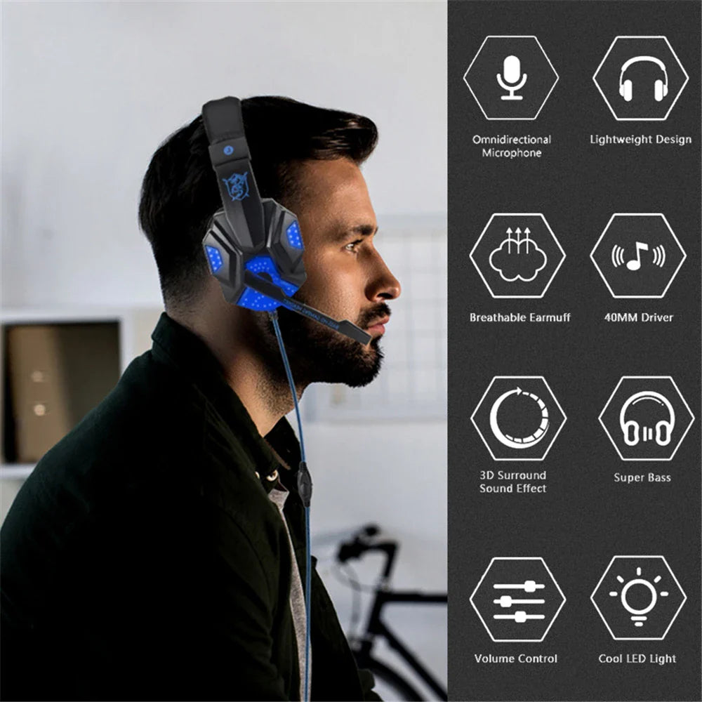 LED Gaming-Headset mit Mikrofon