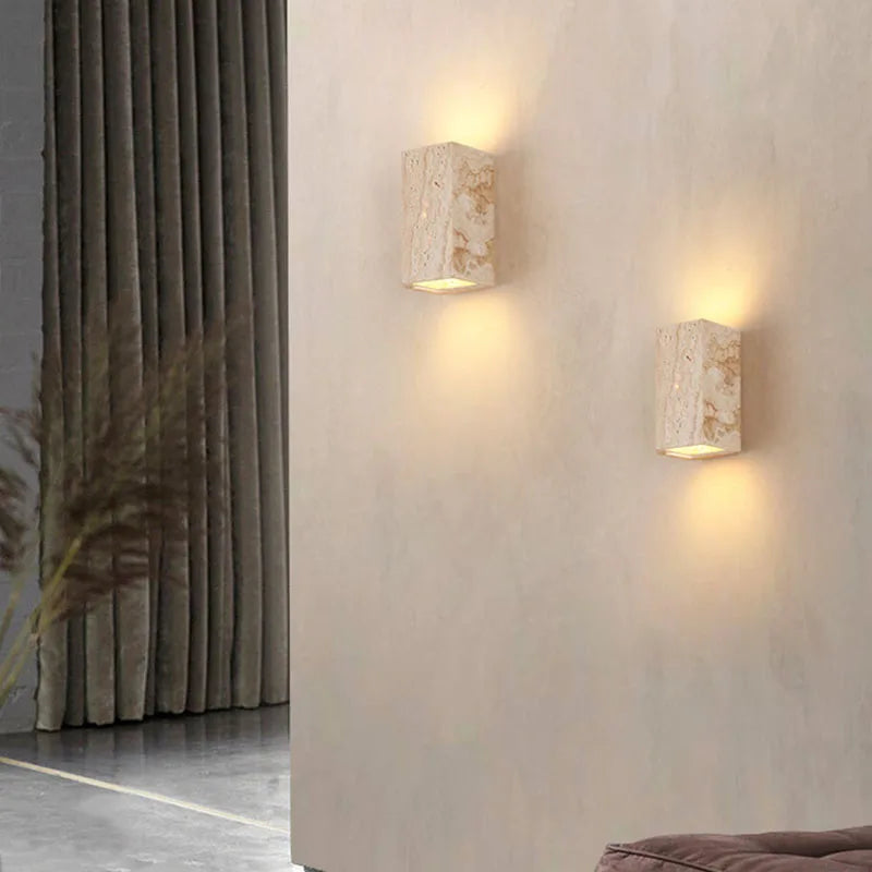 Wandleuchte Travertinstein LED Auf Ab