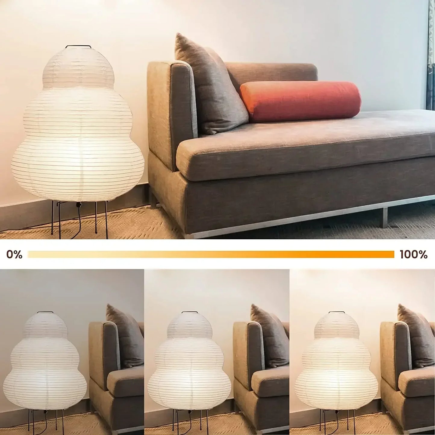 Royaleva Japanische Xuan-Papier-Tischlampe mit dimmbarem LED-Licht