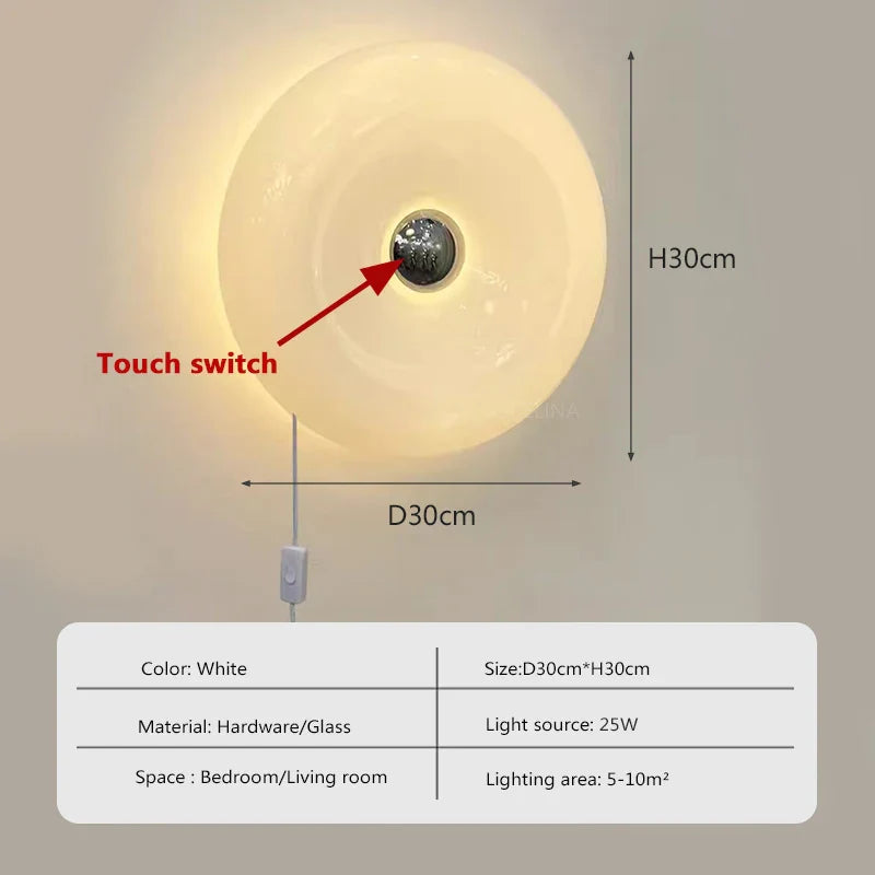 RoyaleGlow Moderne Donut Glas Wandlampe – Tricolor Dimmbar LED Wandleuchte für stilvolle Wohnkultur