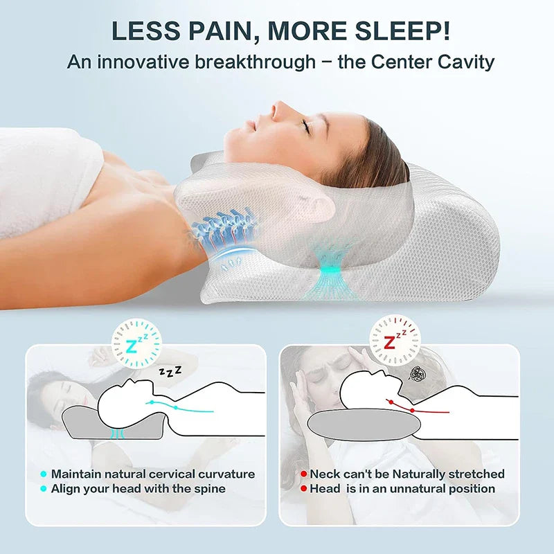 Memory Foam Nackenstützkissen – 2-in-1 Ergonomische Nackenstütze