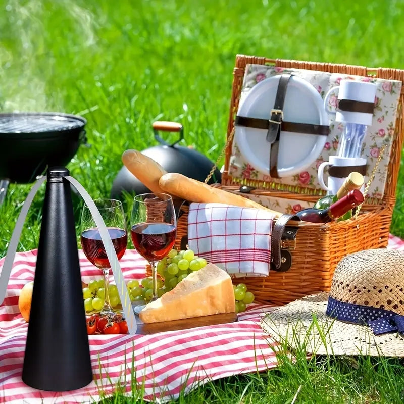 Outdoor Multi-Funktion Ventilator – Moskitoabwehr & Fliegenfalle – Reflektierende Blätter, Schwarz