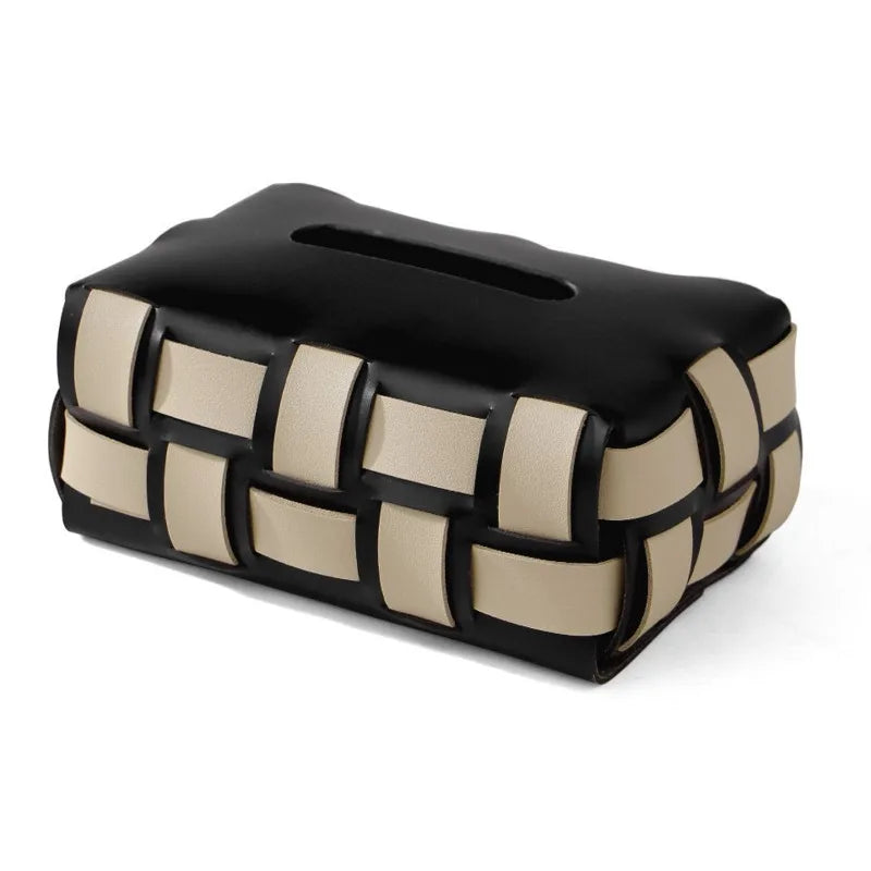 Sorrento – Luxus Vegane Leder Taschentuchbox mit Geflecht-Design