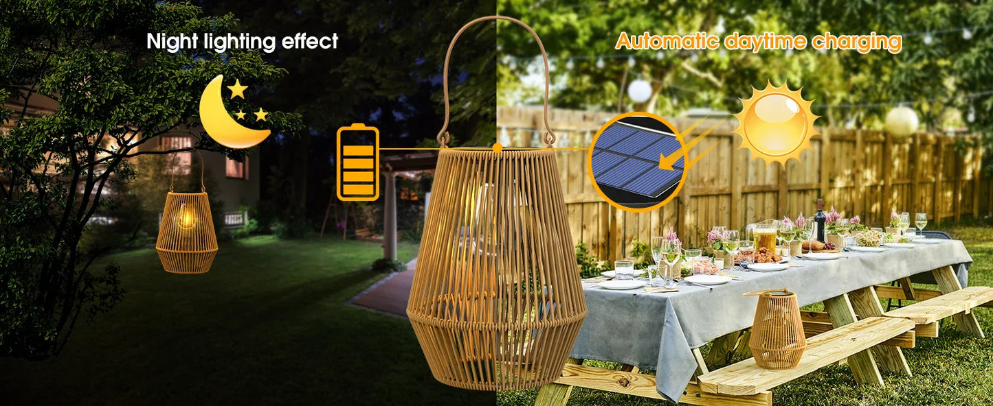 Royelux Handgewebte Solar Gartensolarleuchte - Wasserdichte dekorative Außenlampe