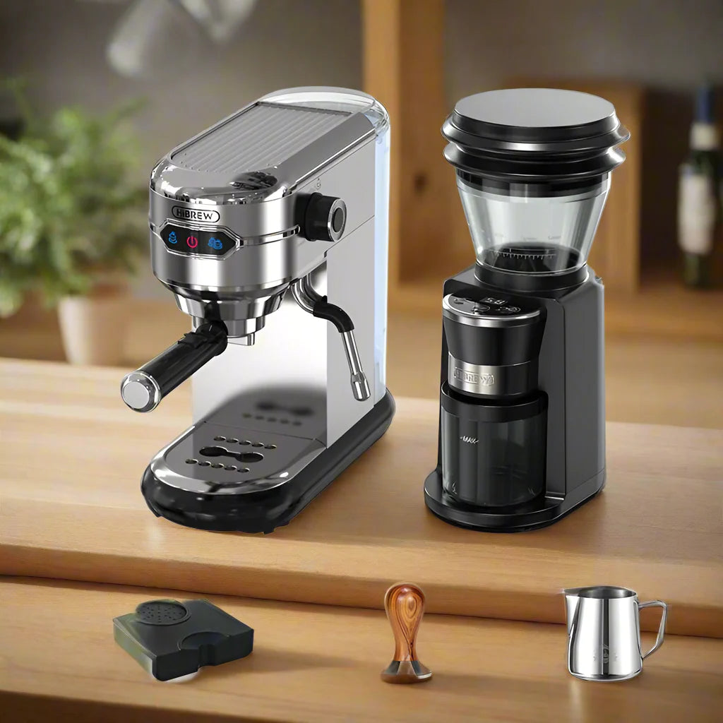 Slim Espresso Maschine – 20-Bar Halbautomatische Kaffeemaschine für ESE-Pads & gemahlenen Kaffee